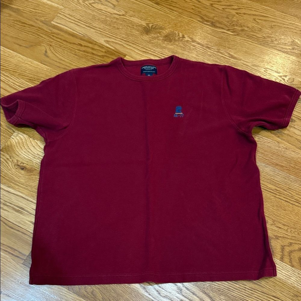 American Eagle Men’s Ribbed Crewneck T-Shirt Burgundy XXL